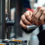 Serrurier travaillant sur une serrure à Paris.